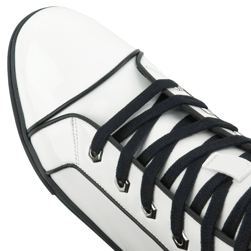 Fiesso FI-2416 White Patent Leather High Top Sneakers