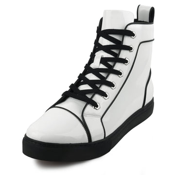 Fiesso FI-2416 White Patent Leather High Top Sneakers