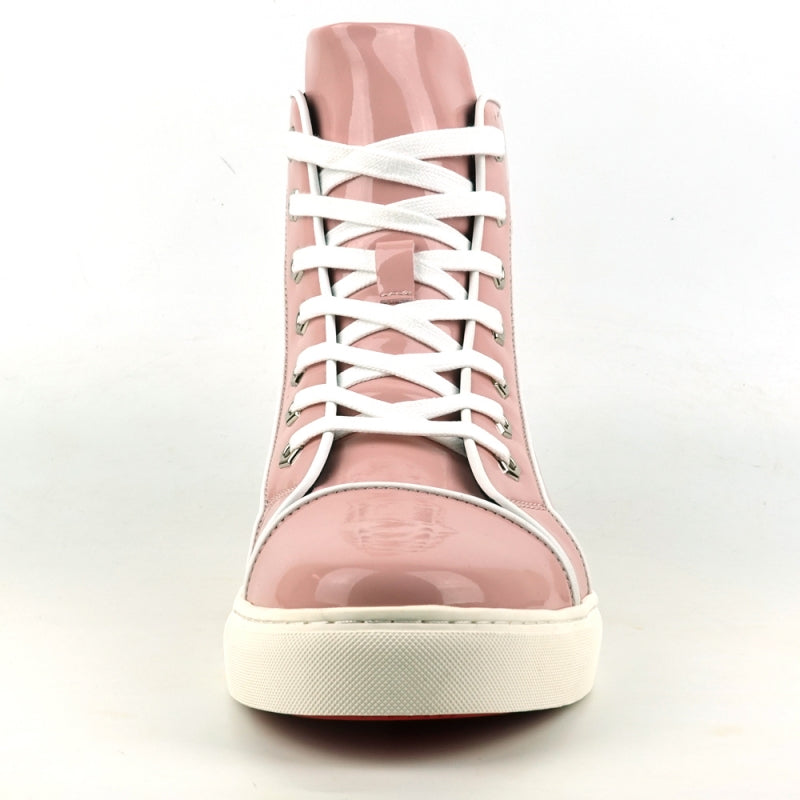 Fiesso FI-2416 Pink Patent Leather High Top Sneakers