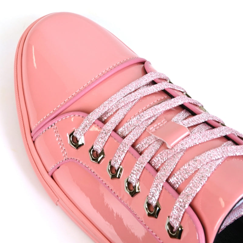 Fiesso FI-2415-2 Pink Patent Lace up Low Cut Leather Sneakers