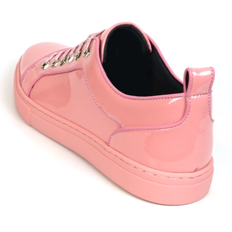 Fiesso FI-2415-2 Pink Patent Lace up Low Cut Leather Sneakers