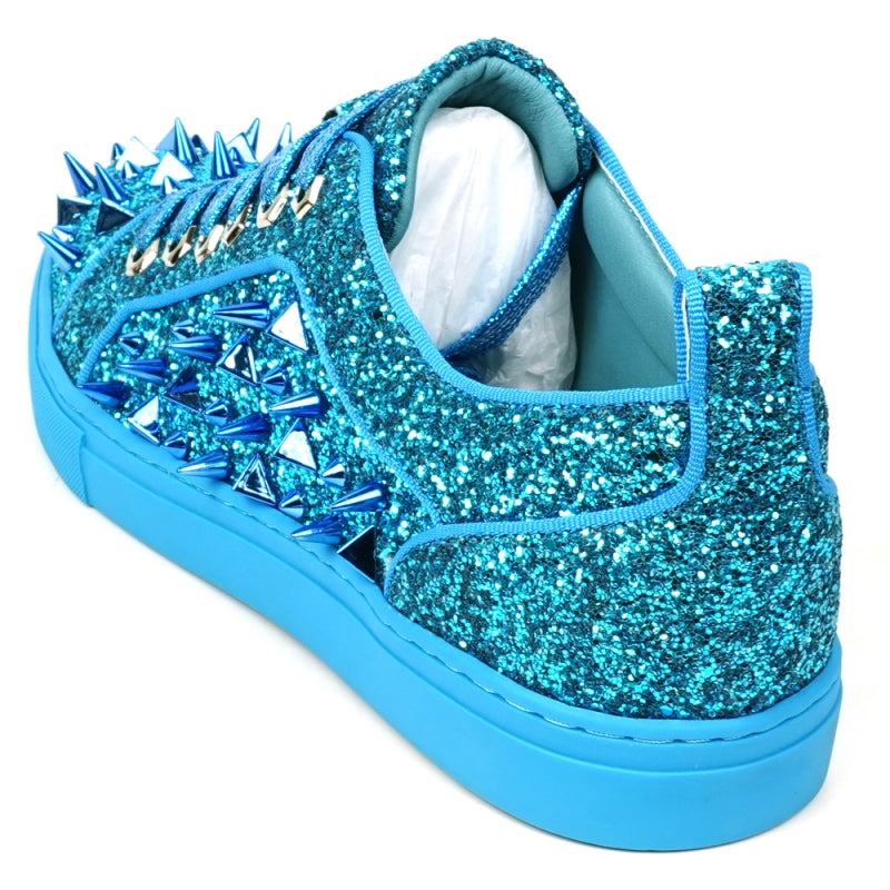 Fiesso FI-2429 Blue Glitter Blue Spikes Low Cut Encore Sneakers