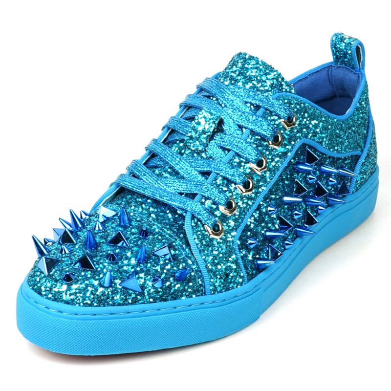 Fiesso FI-2429 Blue Glitter Blue Spikes Low Cut Encore Sneakers