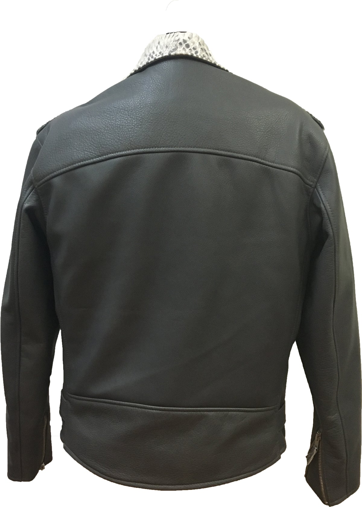 Jakewood 3016 Black/Natural Genuine Python/Lambskin Leather Motorcycle Jacket
