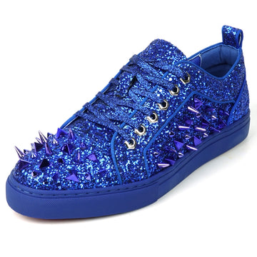 Fiesso FI-2429 Navy Glitter Navy Spikes Low Cut Encore Sneakers