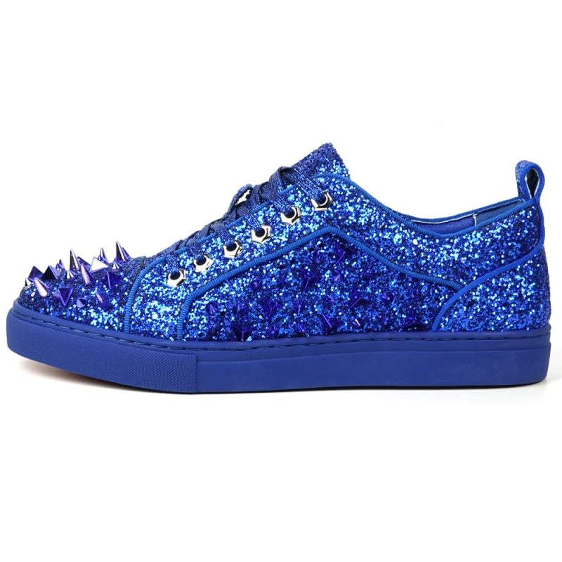 Fiesso FI-2429 Navy Glitter Navy Spikes Low Cut Encore Sneakers