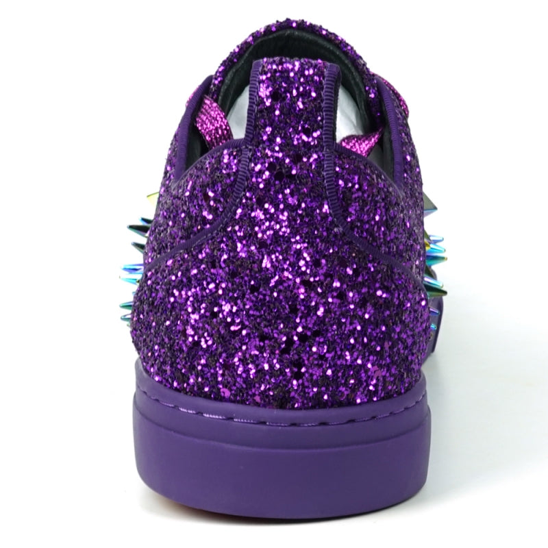 Fiesso FI-2429 Purple Glitter Purple Spikes Low Cut Encore Sneakers