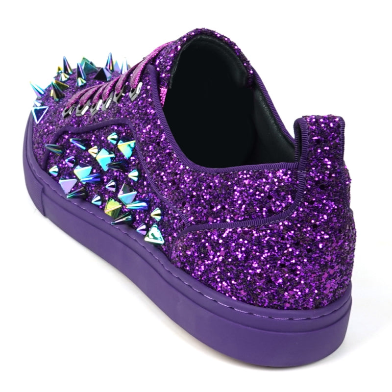 Fiesso FI-2429 Purple Glitter Purple Spikes Low Cut Encore Sneakers