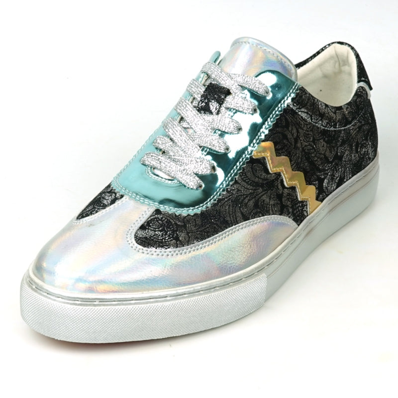 Fiesso FI-2431 Silver Multi Lace up Low Cut Encore Sneakers