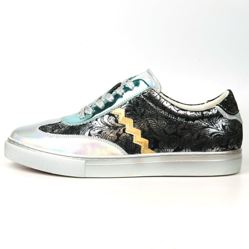 Fiesso FI-2431 Silver Multi Lace up Low Cut Encore Sneakers