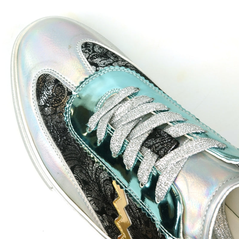 Fiesso FI-2431 Silver Multi Lace up Low Cut Encore Sneakers