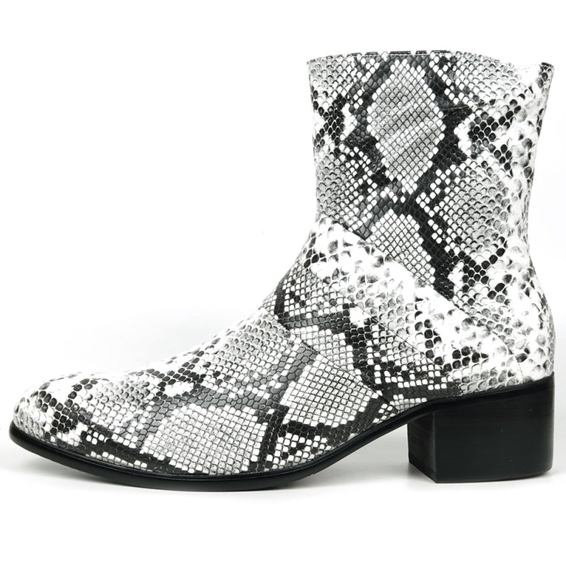 Fiesso FI-7540 Black White Sneake Print Boots