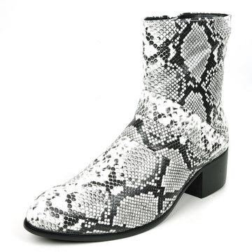 Fiesso FI-7540 Black White Sneake Print Boots