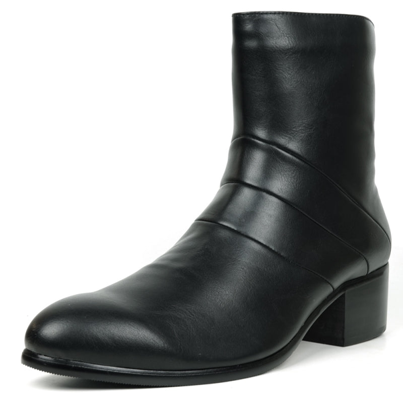 Fiesso FI-7540 Black Boot High Heel with Zipper Boots