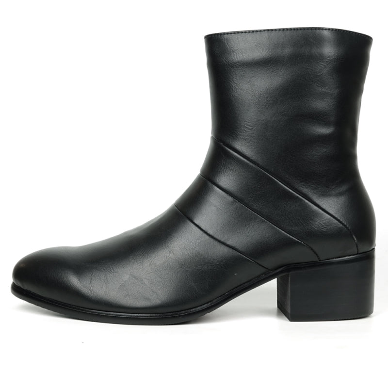 Fiesso FI-7540 Black Boot High Heel with Zipper Boots