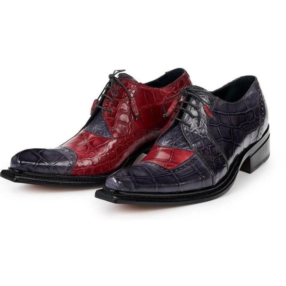 Mauri Red/Charcoal Grey Genuine All Over Alligator Oxford Shoes