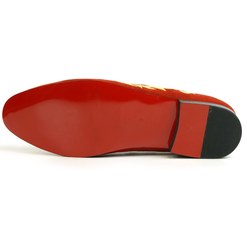 Fiesso FI-7039 Red Suede Slip on Loafers