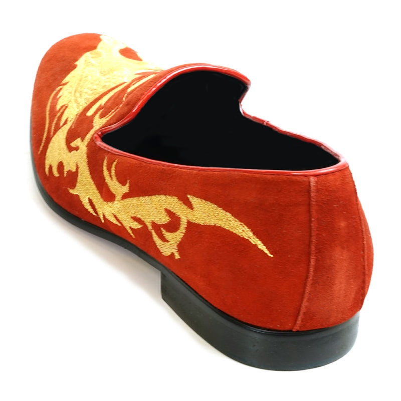 Fiesso FI-7039 Red Suede Slip on Loafers