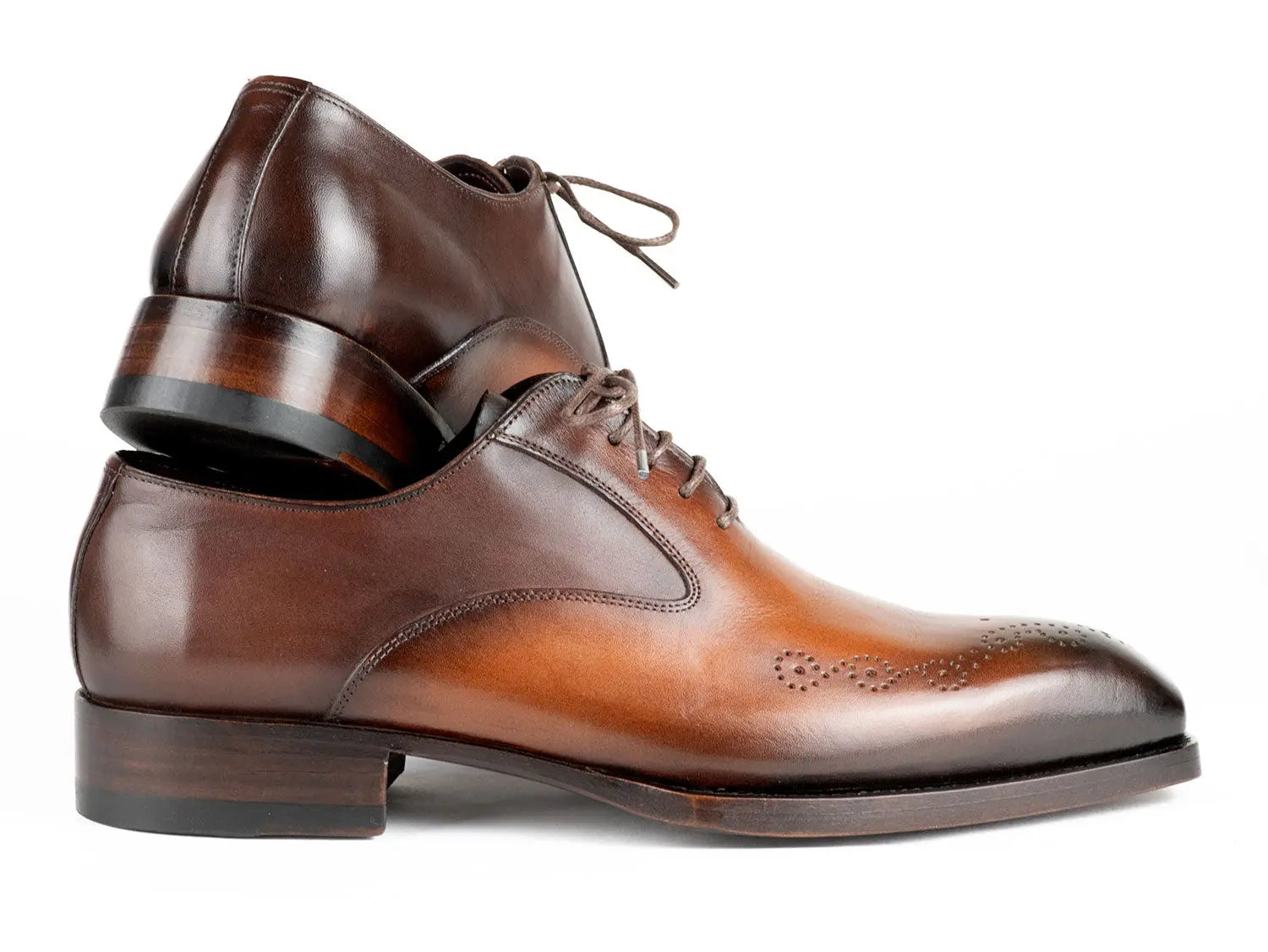 Paul Parkman Men's Brown/Camel Goodyear Welted Punched Oxfords (ID#5364-BRC) PAUL PARKMAN