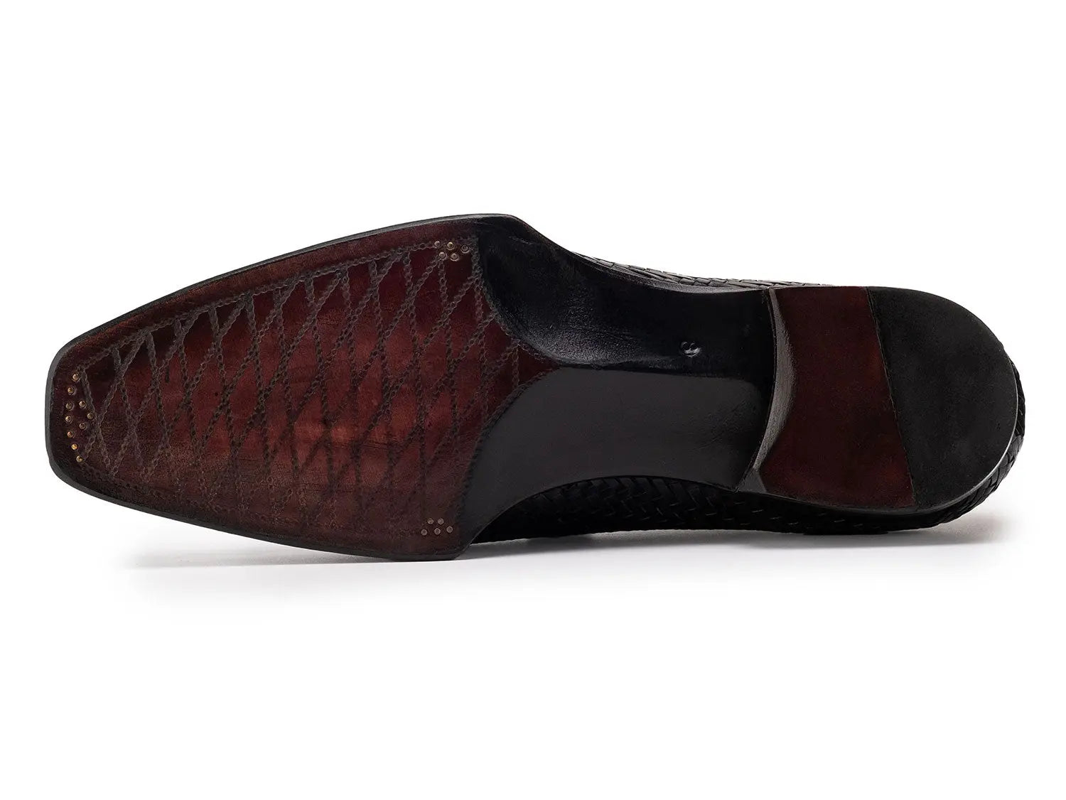 Paul Parkman Men's Black Woven Genuine Leather Hand-Welted Oxfords (ID#144WN72) PAUL PARKMAN