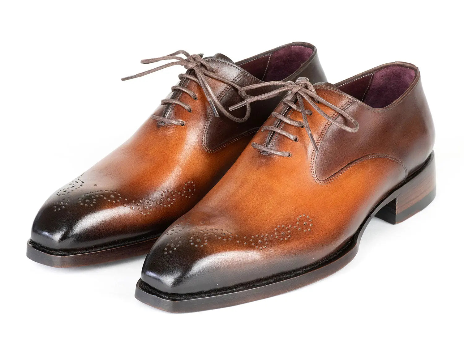 Paul Parkman Men's Brown/Camel Goodyear Welted Punched Oxfords (ID#5364-BRC) PAUL PARKMAN