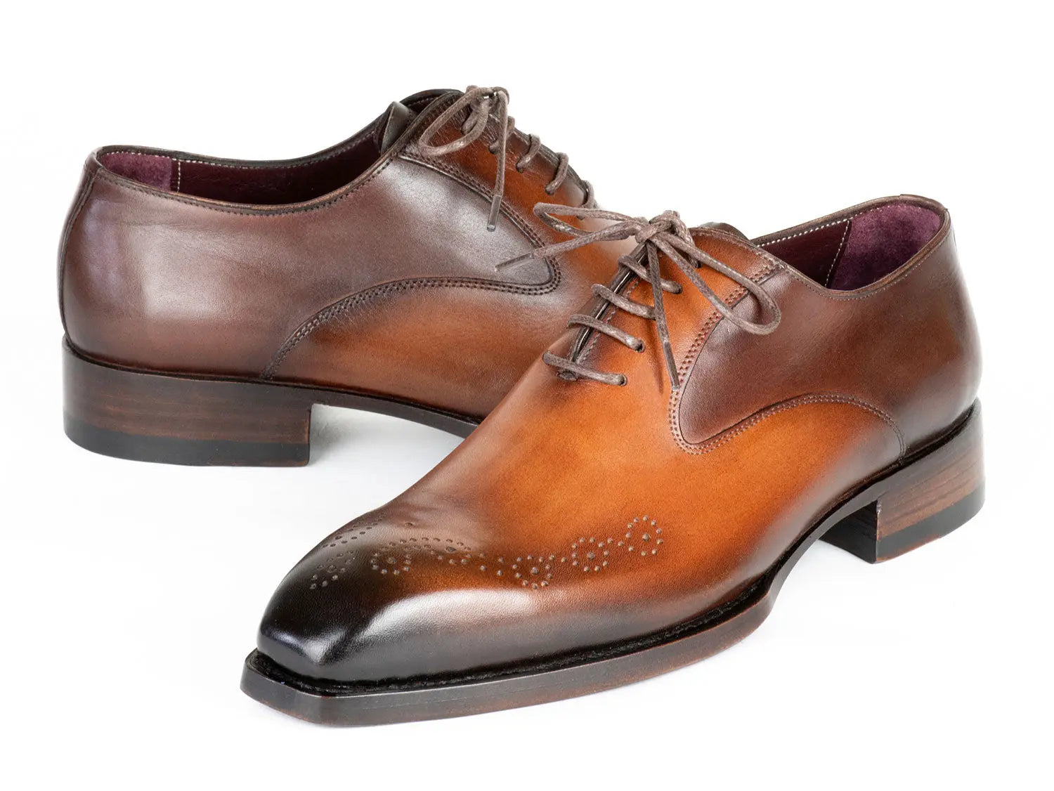 Paul Parkman Men's Brown/Camel Goodyear Welted Punched Oxfords (ID#5364-BRC) PAUL PARKMAN