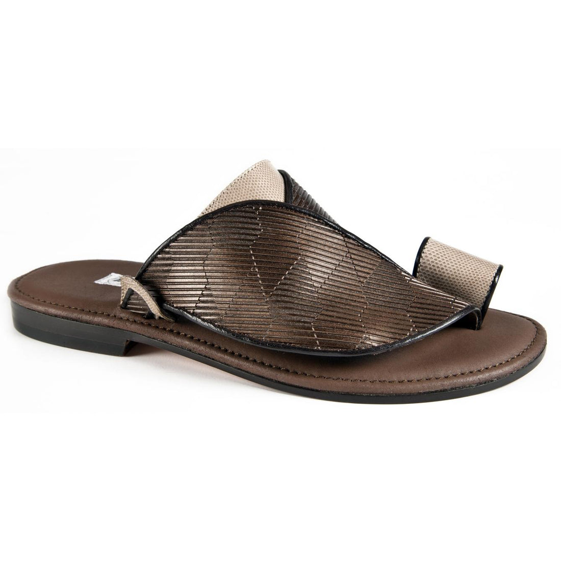 Mauri 1622/9 Brown Genuine Karung/Nappa Open Toe Slide-In Sandals