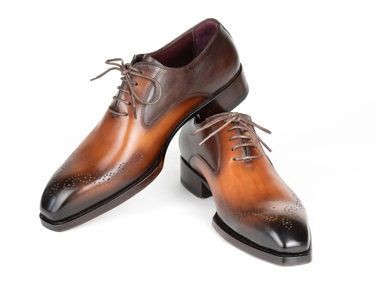 Paul Parkman Men's Brown/Camel Goodyear Welted Punched Oxfords (ID#5364-BRC) PAUL PARKMAN