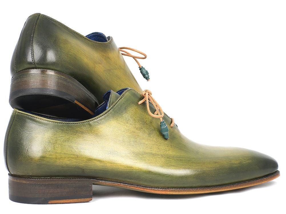 Paul Parkman Plain Toe Wholecut Oxfords Green Hanpainted Leather (ID#755-GRN) PAUL PARKMAN