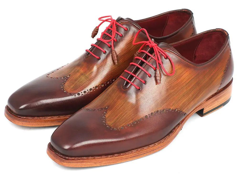 Paul Parkman Men's Brown/Camel Goodyear Welted Wingtip Oxfords (ID#81BRW74) PAUL PARKMAN
