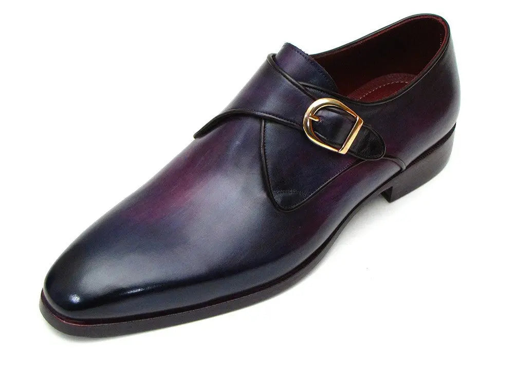 Paul Parkman Men's Purple Genuine Leather Single Monk strap Shoes (ID#DW754T) PAUL PARKMAN