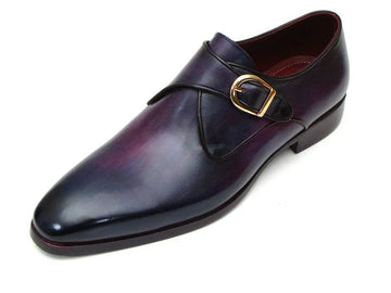 Paul Parkman Men's Purple Genuine Leather Single Monk strap Shoes (ID#DW754T) PAUL PARKMAN