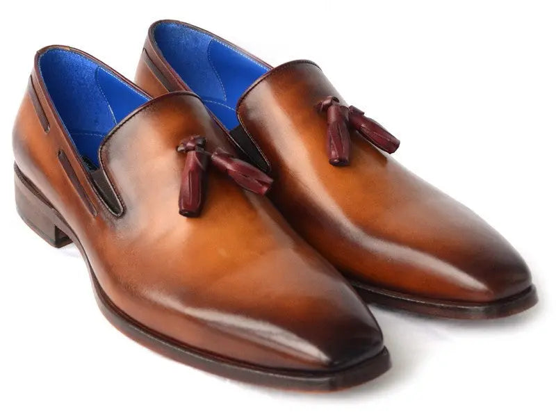Paul Parkman Men's Walnut Genuine Leather Sole and Leather Upper Tassel Loafers (ID#5141-WALNUT) PAUL PARKMAN
