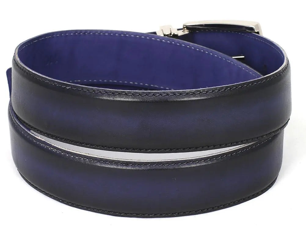 Paul Parkman Men's Dual Tone Navy/Blue Genuine Leather Hand-Painted Belt (ID#B01-NVY-BLU) PAUL PARKMAN