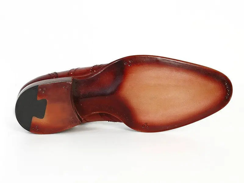 Paul Parkman Men's Bordeaux/Camel Goodyear Welted Wingtip Oxfords (ID#027B) PAUL PARKMAN