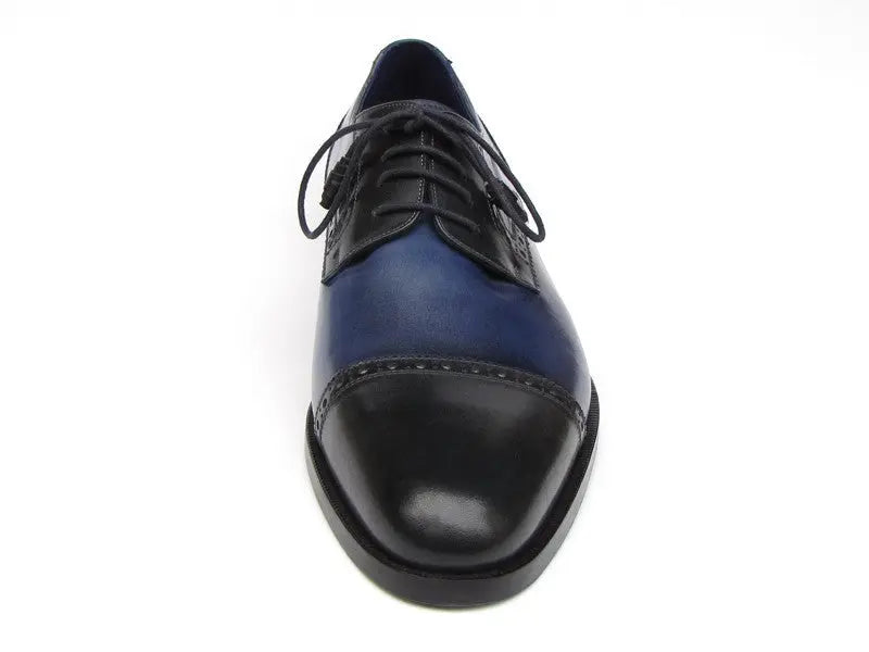 Paul Parkman Men's Parliament Blue Cap-Toe Derby Shoes (ID#046-BLU) PAUL PARKMAN