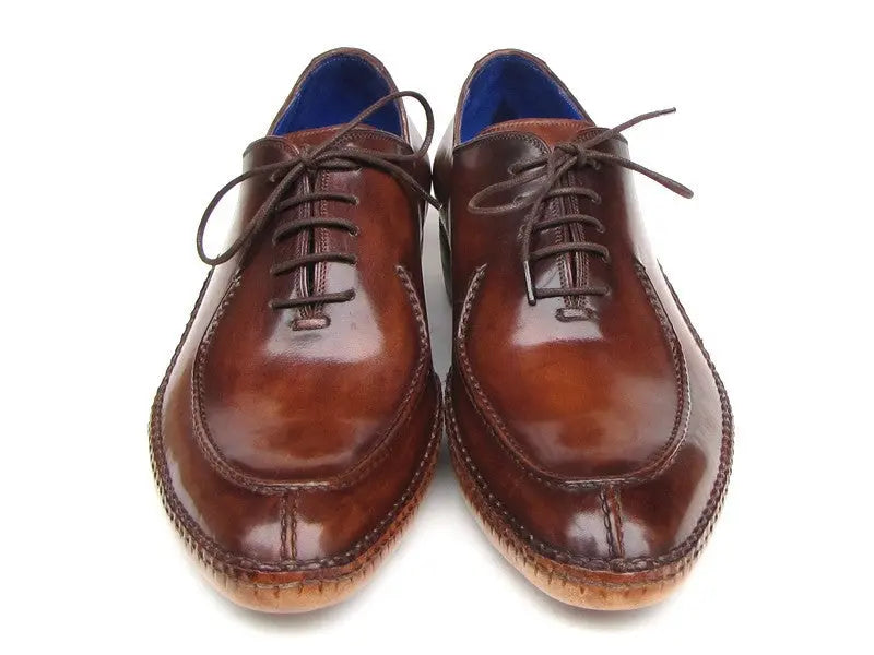 Paul Parkman Men's Brown Side Handsewn Split-Toe Oxfords (ID#054-BRW) PAUL PARKMAN