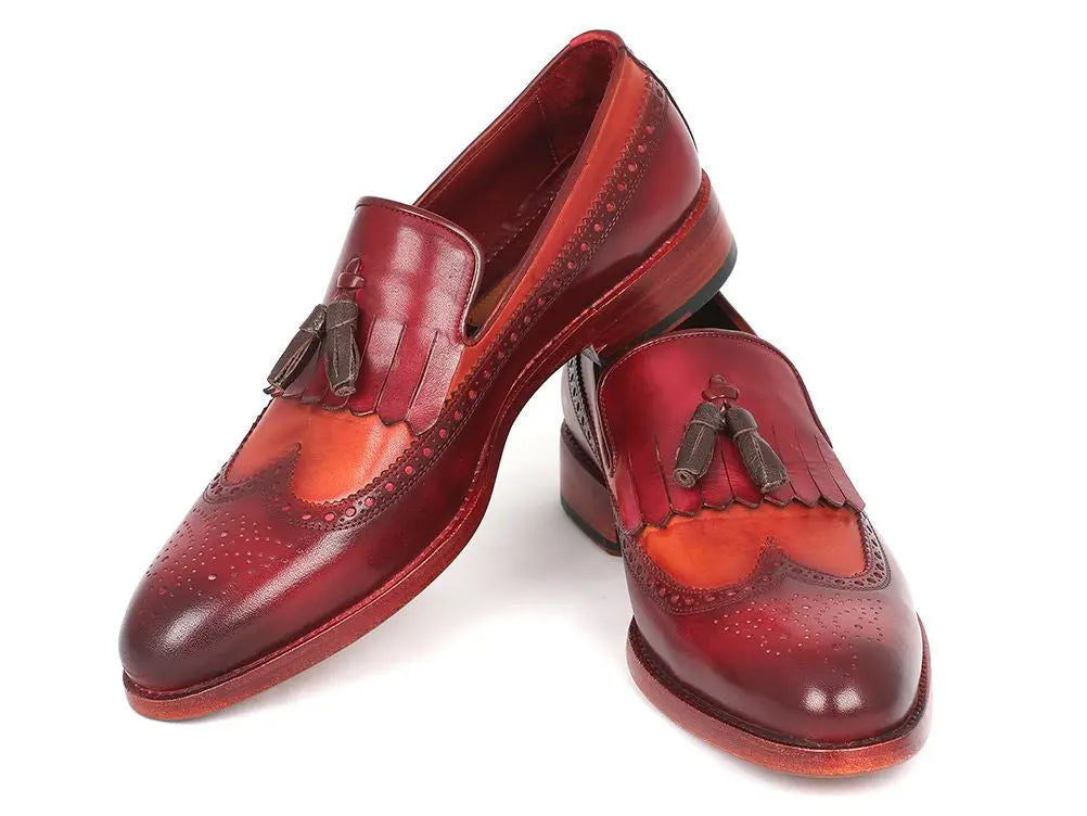 Paul Parkman Men's Tobacco/Bordeaux Kiltie Tassel Loafers (ID#KT64CB) PAUL PARKMAN