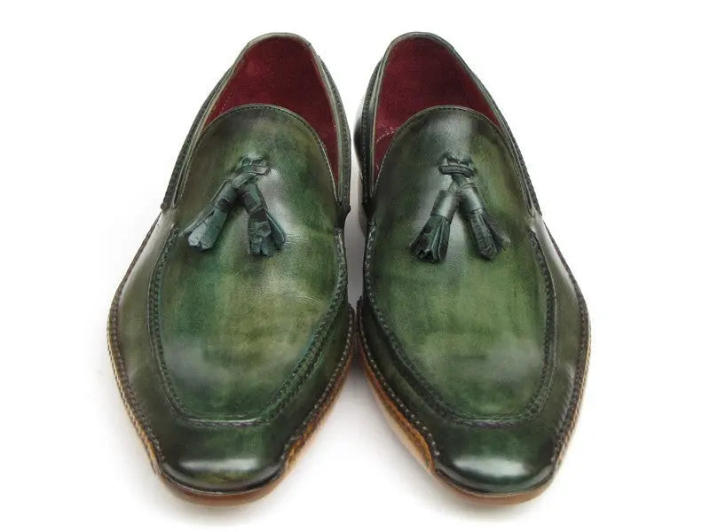 Paul Parkman Men's Side Handsewn Tassel Loafer Green Shoes (ID#082-GREEN) PAUL PARKMAN
