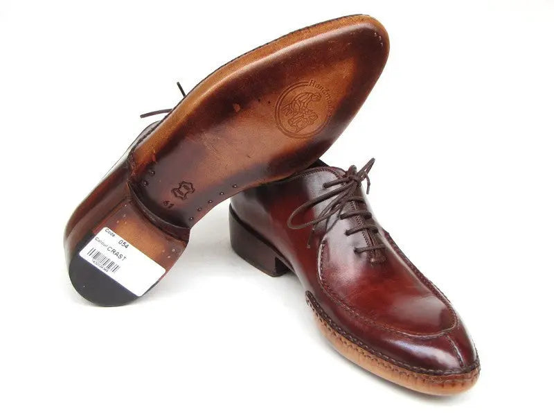 Paul Parkman Men's Burgundy Side Handsewn Split-Toe Oxfords (ID#054-BUR) PAUL PARKMAN