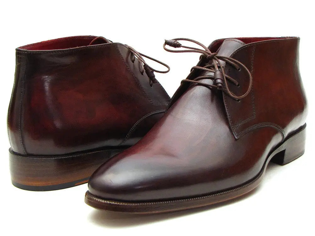 Paul Parkman Men's Brown/Bordeaux Chukka Boots (ID#CK43E8) PAUL PARKMAN