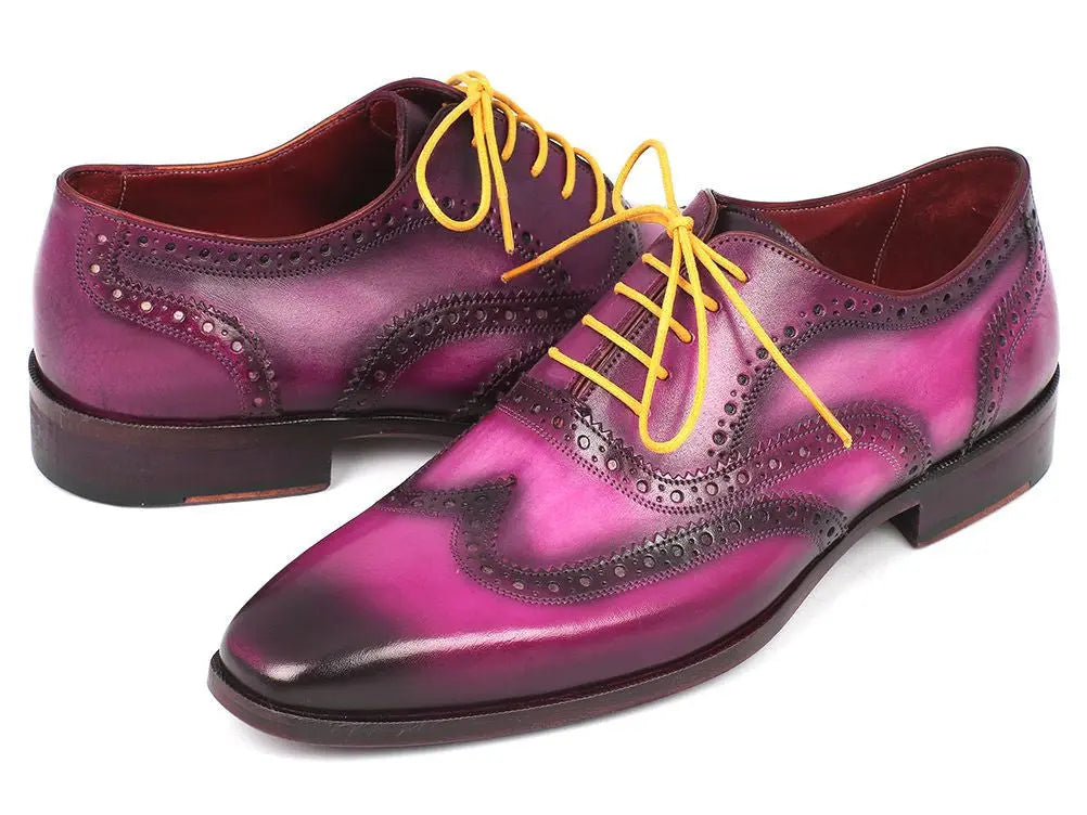 Paul Parkman Men's Lilac Handpainted Calfskin Wingtip Oxfords (ID#228-LIL) PAUL PARKMAN