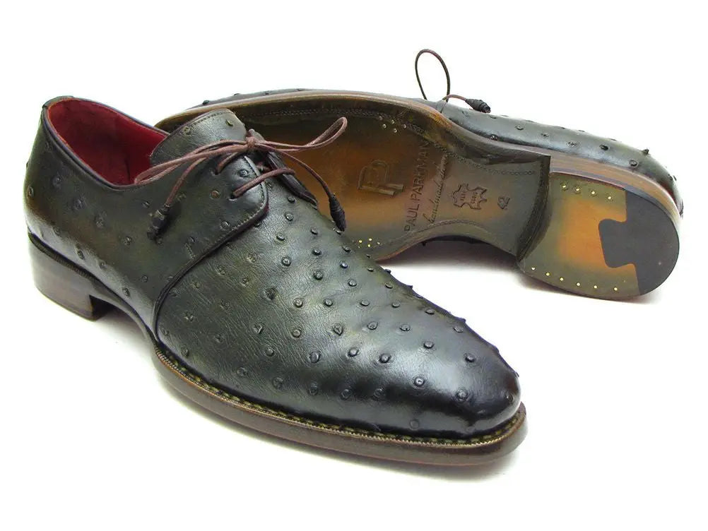 Paul Parkman Men's Green Goodyear Welted Genuine Ostrich Derby Shoes (ID#31VL74) PAUL PARKMAN