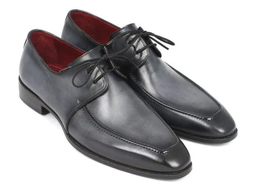 Paul Parkman Men's Gray/Black Hand-Painted Calfskin Apron Derby Shoes (ID#13SX51) PAUL PARKMAN