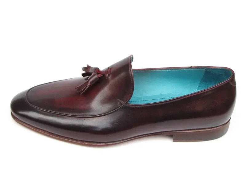Paul Parkman Men's Black/Purple Hand-Painted Genuine Leather Tassel Loafers (ID#049-BLK-PURP) PAUL PARKMAN