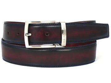 Paul Parkman Men's Dual Tone Navy/Bordeaux Genuine Leather Hand-Painted Belt (ID#B01-NVY-BRD) PAUL PARKMAN