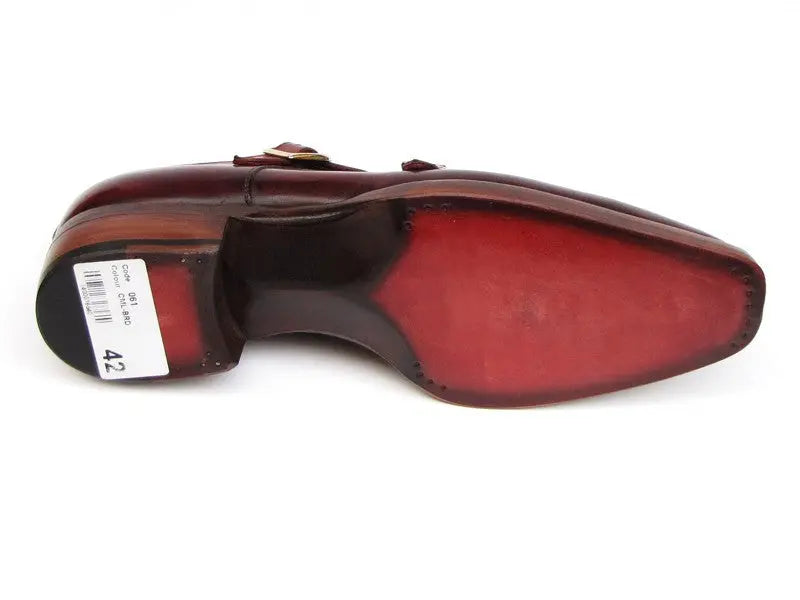 Paul Parkman Men's  Burgundy Goodyear Welted Double Monk strap Shoes (ID#061-BRD) PAUL PARKMAN