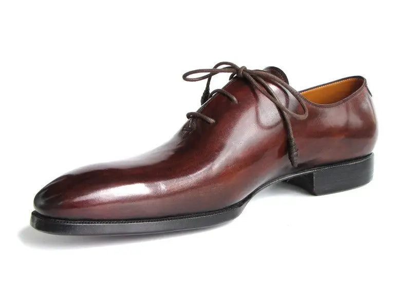 Paul Parkman Men's Brown/Bordeaux Hand-Painted Plain Toe Oxfords (ID#22T55) PAUL PARKMAN