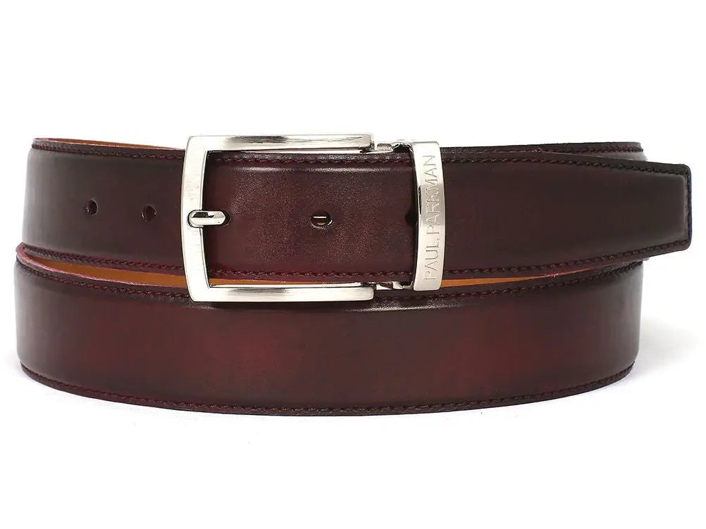 Paul Parkman Men's Dark Bordeaux Genuine Leather Hand-Painted Belt (ID#B01-DARK-BRD) PAUL PARKMAN