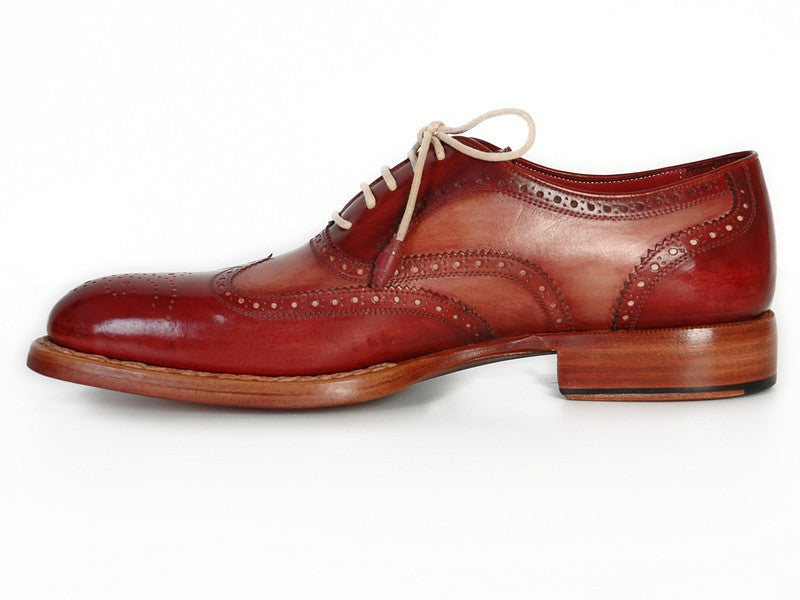 Paul Parkman Men's Wingtip Oxfords Bordeaux & Camel (ID#027B) PAUL PARKMAN